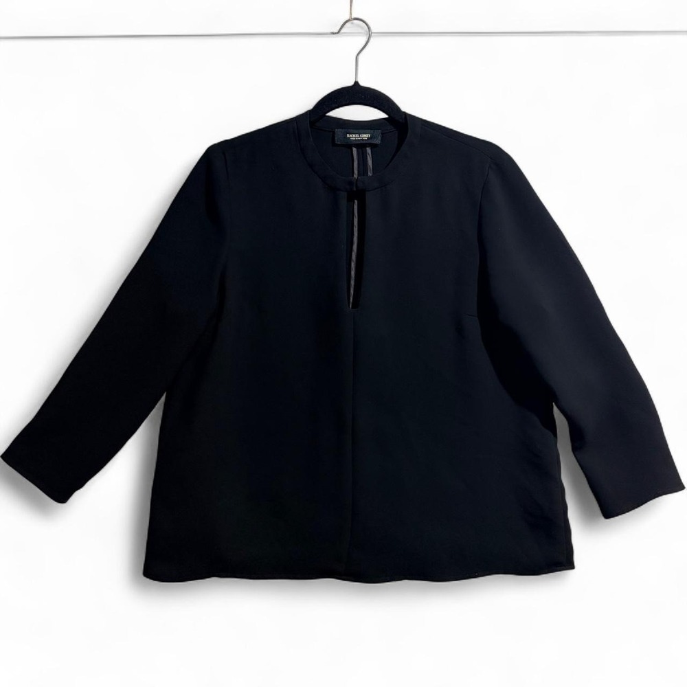 Rachel Comey Black Back Slit Keyhole Blouse Made in New York Womens Size 8